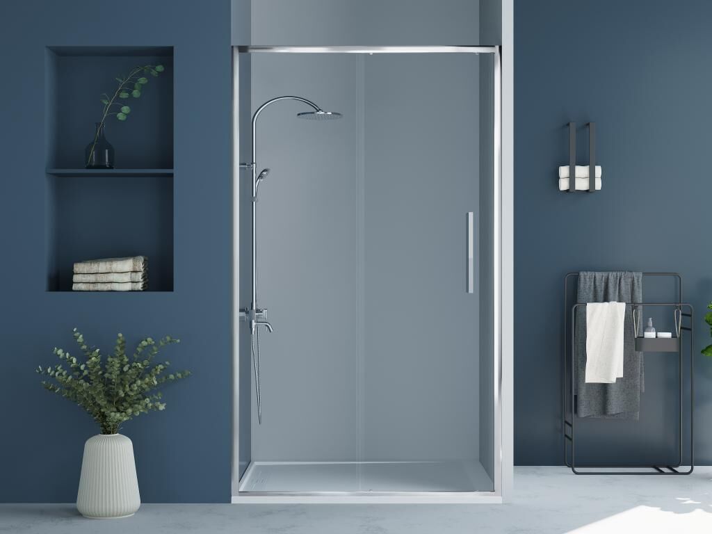 Shower & Design Porte de douche coulissante style industriel - Chrome - 120 x 195 cm - TORONI