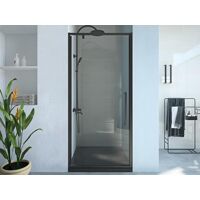 Shower & Design Porte de douche pivotante en métal noir mat au style industriel – 90 x 195 cm – TAMRI