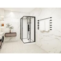 Shower & Design Cabine de douche hydromassante carrée – Noir mat et blanc – L90 x l90 x H215 cm – TANITO
