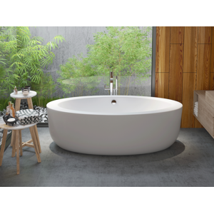 Shower & Design Baignoire îlot ovale - 251 L - 185 x 90 x 58 cm - Blanche - Acrylique - MARMATI