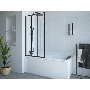 Shower & Design Pare-baignoire pivotant noir mat look atelier - 80 x 140 cm - DOLANA