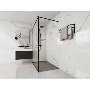 Shower & Design Receveur à poser ou encastrer en résine avec siphon - Gris - 140 x 90 cm - LYROSA