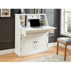 Vente unique Secretaire en pin et MDF Coloris Blanc CLEORE