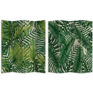 OZAIA Paravent imprimé 4 pans feuillage tropical GREENY - 161 x 180 cm