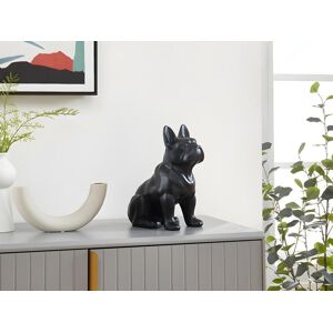 OZAIA Statue de bouledogue en résine DOGGO - L. 27 x P. 16 x H. 32 cm - Noir mat