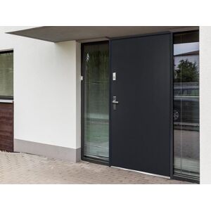 Vente-unique Porte d'entrée en acier pleine H207 x L100 cm anthracite - poussant droit - AGUEDA