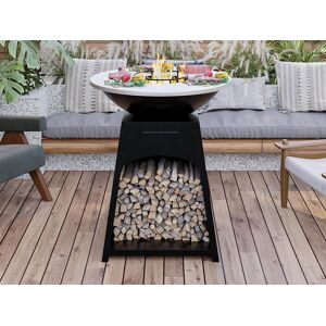 Vente-unique Barbecue plancha brasero en acier - L81 x l81 x H96 cm - Noir - CORVERA