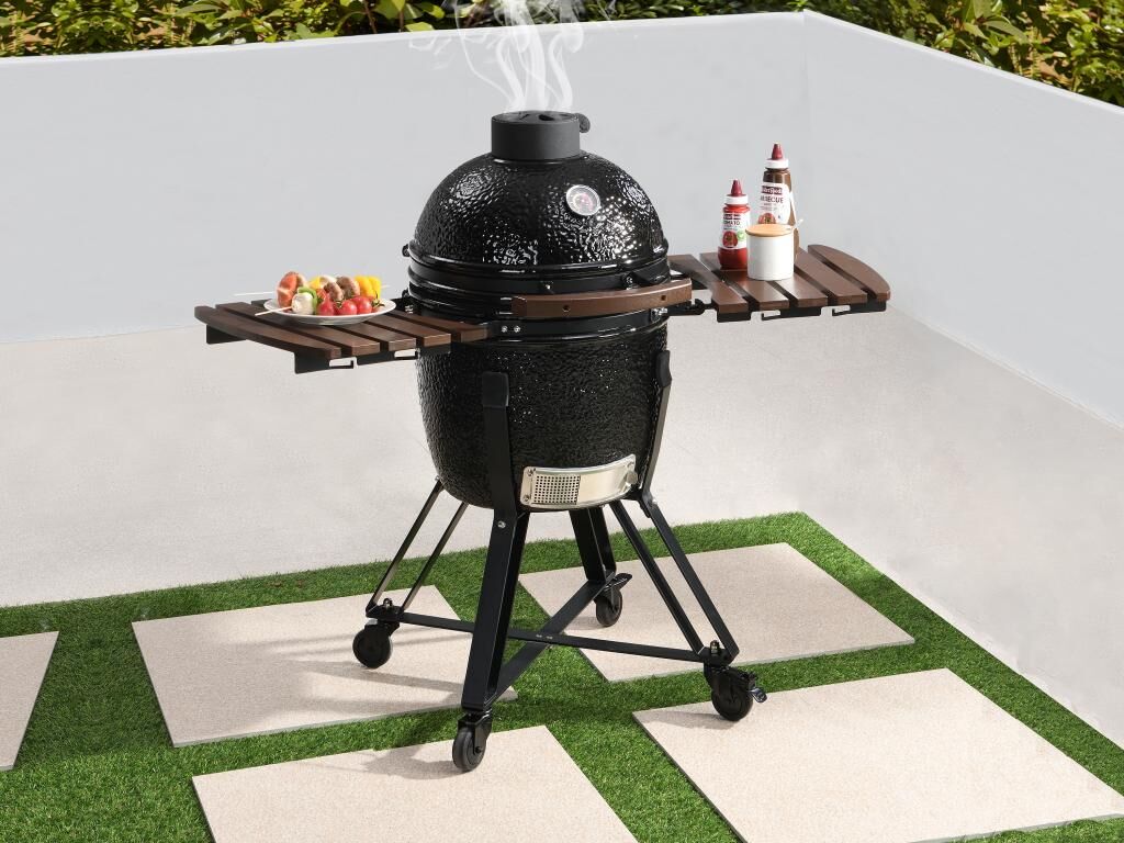 Vente-unique Barbecue kamado à charbon en céramique et bambou 45 x 63 x 105 cm - IZAKI