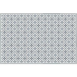 OZAIA Tapis en vinyle effet carreaux de ciment TERQUISE 120x180 cm Bleu et blanc