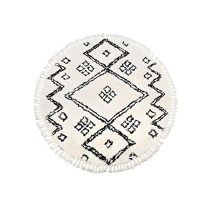 OZAIA Tapis berbere rond 100 laine MARCEAU D 200 cm Noir et Ivoire