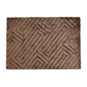 OZAIA Tapis shaggy a poils longs en relief 160 x 230 cm Marron MAZE