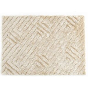 OZAIA Tapis shaggy a poils longs en relief 160 x 230 cm Blanc casse MAZE