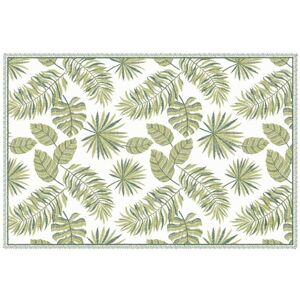 OZAIA Tapis en vinyle motif tropical - 120 x 180 cm - Vert et blanc - TROPICALA