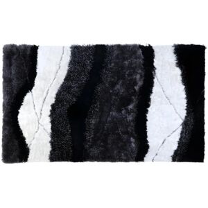 OZAIA Tapis shaggy à poils longs ECUME - tufté main - Noir et Blanc - 160 x 230 cm