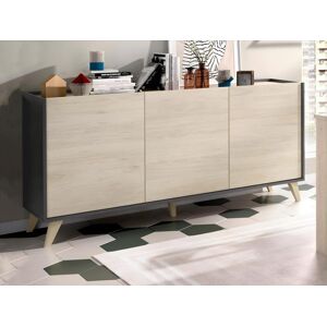 Vente unique Buffet KOLYMA 3 portes Coloris Chene Anthracite