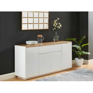 Vente unique Buffet AMANI 4 portes 1 tiroir MDF Coloris Blanc laque et Chene