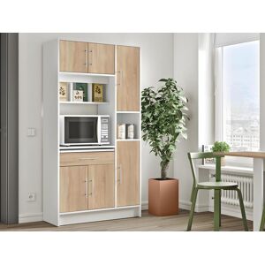 Vente unique Buffet de cuisine MADY 5 portes 1 tiroir Coloris Blanc et chene