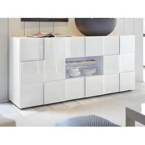 Vente-unique Buffet CALISTO - LEDs - 2 portes & 2 tiroirs - Blanc laque