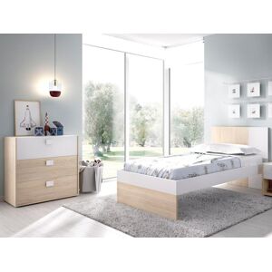 Vente unique Commode SONIA 3 tiroirs Coloris Chene et blanc