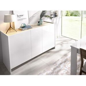 Vente-unique Buffet CHERIFA - 3 portes - Coloris : Blanc & chene