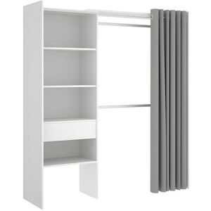 Vente-unique Dressing extensible LAURENT - L.110/160 cm - Coloris : Blanc et gris