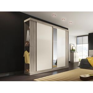 Vente-unique Armoire 2 portes coulissantes - Avec miroir - L231cm - Coloris : Naturel et ivoire - ADALRIK II