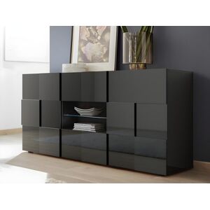 Vente-unique Buffet CALISTO - LEDs - 2 portes & 2 tiroirs - Anthracite laque