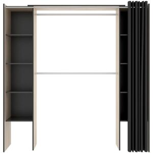 Vente-unique Dressing extensible DORIAN avec rideau - L110/180 cm - Coloris : Chene et anthracite