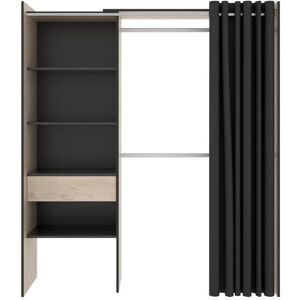 Vente-unique Dressing extensible LAURENT - L.110/160 cm - Coloris : Chene et Anthracite