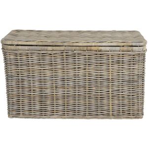 OZAIA Coffre de rangement en kubu TIMGAD L100 x P55 x H55 cm Gris naturel