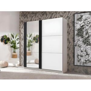 Vente unique Armoire SUTERA 2 portes coulissantes Avec miroir L217 cm Blanc et noir