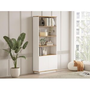 Vente-unique Bibliotheque avec 2 portes et 4 niches - Naturel clair et Blanc - LOTULA