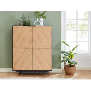 Vente unique Buffet haut avec 4 portes en MDF et metal Coloris Naturel clair et noir LOBNA