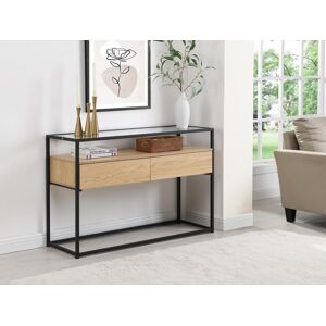 Vente unique Console avec 2 tiroirs en MDF verre trempe et metal Naturel clair CAMATA