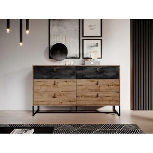 Vente-unique Commode - 6 tiroirs - Noyer et anthracite - MALONSKI