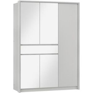 Vente unique Armoire 5 portes et 1 tiroir Avec miroir L157 cm Blanc ZADIA