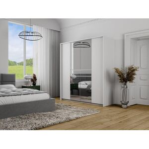 Vente unique Armoire 6 portes et 1 tiroir Avec miroir L200 cm Blanc ZADIA