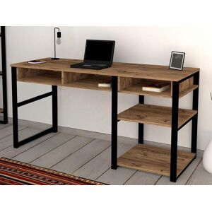 Vente unique Bureau industriel avec rangements Naturel et noir RALEIGH