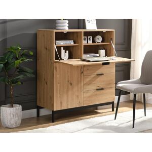 Vente-unique Secretaire avec 2 porte et 3 tiroirs - MDF et metal - Coloris : Naturel - ERWIN