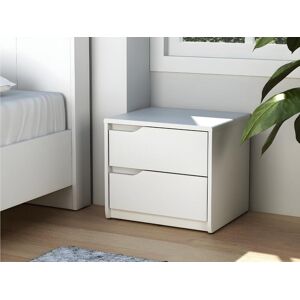 Vente unique Lot de 2 tables de chevet 2 tiroirs MDF Blanc LUCILE II