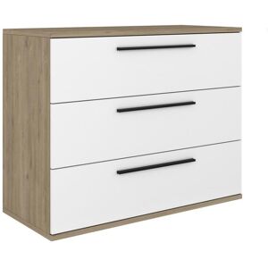 Vente unique Commode 3 tiroirs Coloris Naturel et blanc NAJELI