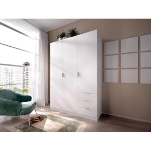 Vente unique Armoire 3 portes et 3 tiroirs L121 cm Blanc LISTOWEL