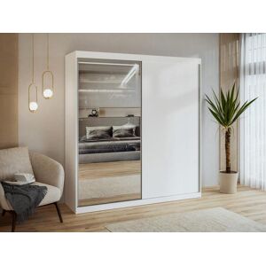 Vente-unique Armoire 2 portes coulissantes - Avec miroir - L200 cm - Blanc - OCHIRA