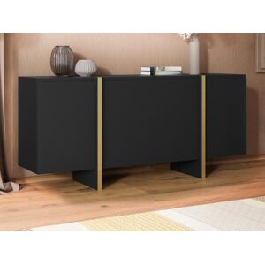 Vente-unique Buffet avec 4 portes en MDF - Noir et Dore - LUVONIA