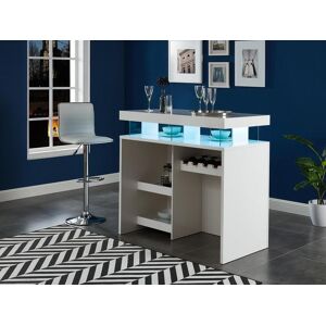 Vente-unique Meuble de bar avec LEDS en MDF blanc laque - FABIO II