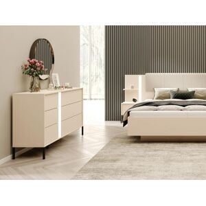 Vente unique Commode 6 tiroirs Avec LEDs Beige ELYNIA