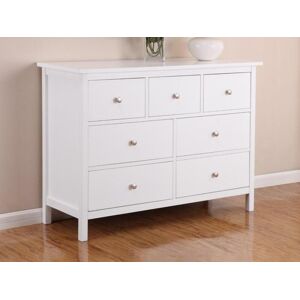 Vente unique Commode ALBANE 7 tiroirs Pin blanc