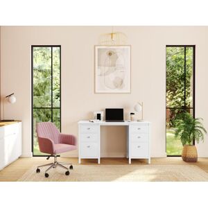 Vente unique Bureau ALBANE 4 tiroirs 1 porte Pin blanc