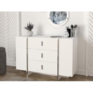 Vente-unique Commode 3 tiroirs et 2 portes - Blanc - CADEBA