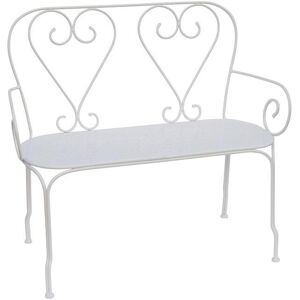 Banc de jardin en metal facon fer forge Blanc GUERMANTES de MYLIA